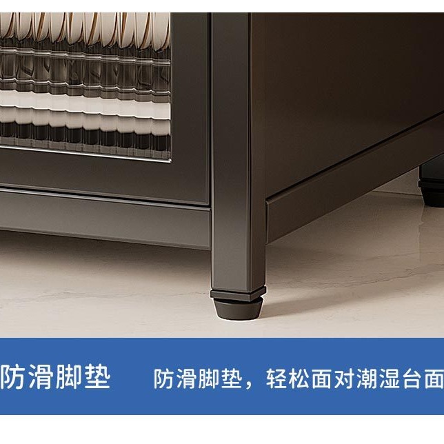 Estante de cocina horno de microondas horno almacenamiento de platos estante a prueba de polvo mesa de drenaje de agua portacuchillos simple gabinete de comedor