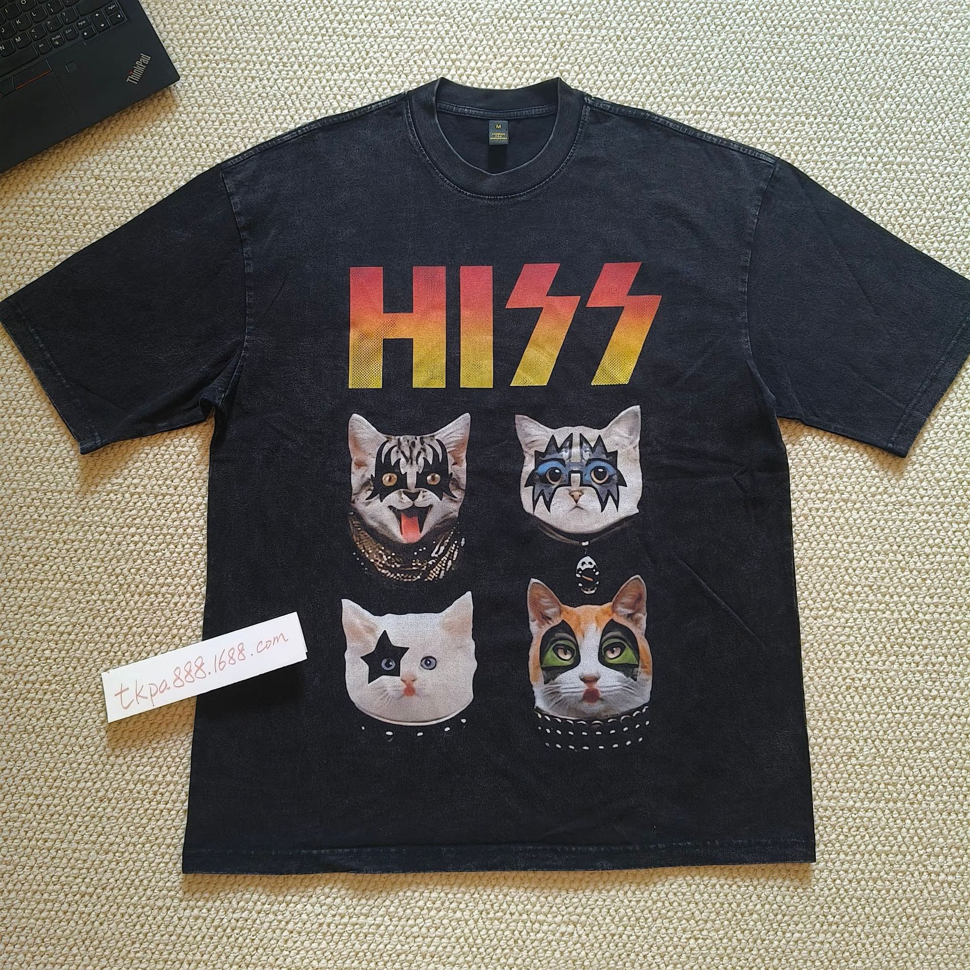 TKPA men's street fashion brand T-shirt oversize cartoon printed wash water old casual short-sleeved base shirt T-shirt