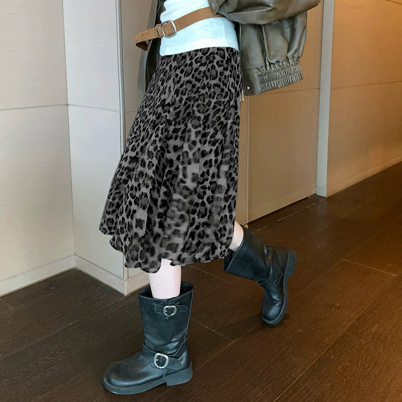 Irregular Leopard Print Skirt for Women, Summer Long Skirt, High-End Trendy Popular Skirt, High-Quality and Stylish