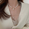 Retro necklace from pearl, advanced accessory, chain for key bag , french style, light luxury style, high-quality style