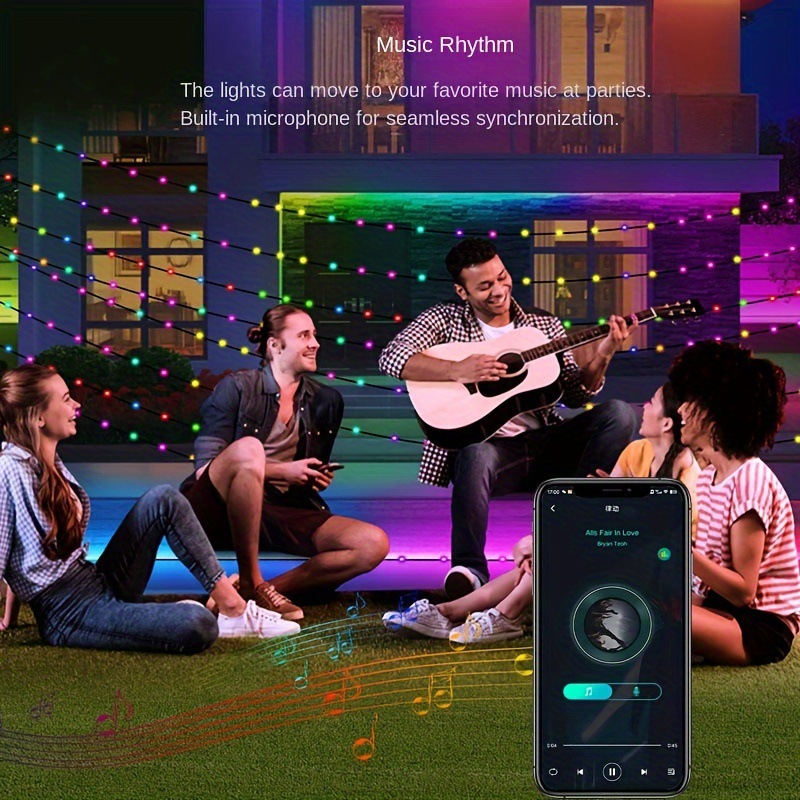 Lámpara de camping ilusionada lámpara de línea de cuero inteligente de control de voz ritmo de música lámpara de cadena de lámpara de agua de corriente de caballo bluetooth lámpara de cadena de lámpara de color