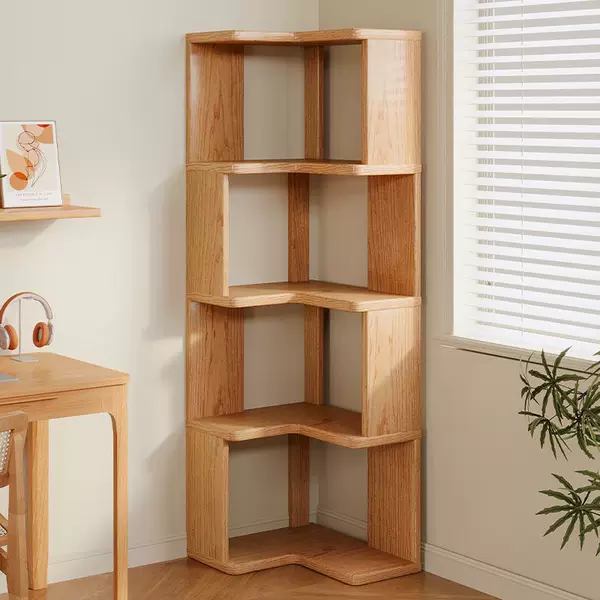 Corner Bookshelf Storage Rack Floor-Standing Children's Wall Solid Wood Bookcase Household Corner Simple Storage Shelf Storage Cabinet