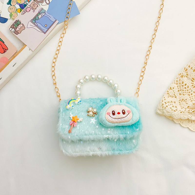 2025 nuevo bolso de niñas de estilo extranjero, bolso de hombro para niños, bolso de peluche, bolso de mano para niñas