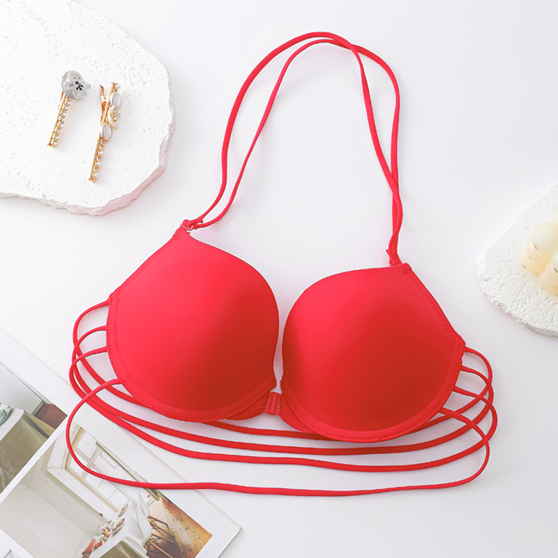 Shantou sujetador de hebilla frontal cintura de cuello sexy ropa interior de espalda pequeña pecho grueso reunido sujetador de moda para chicas