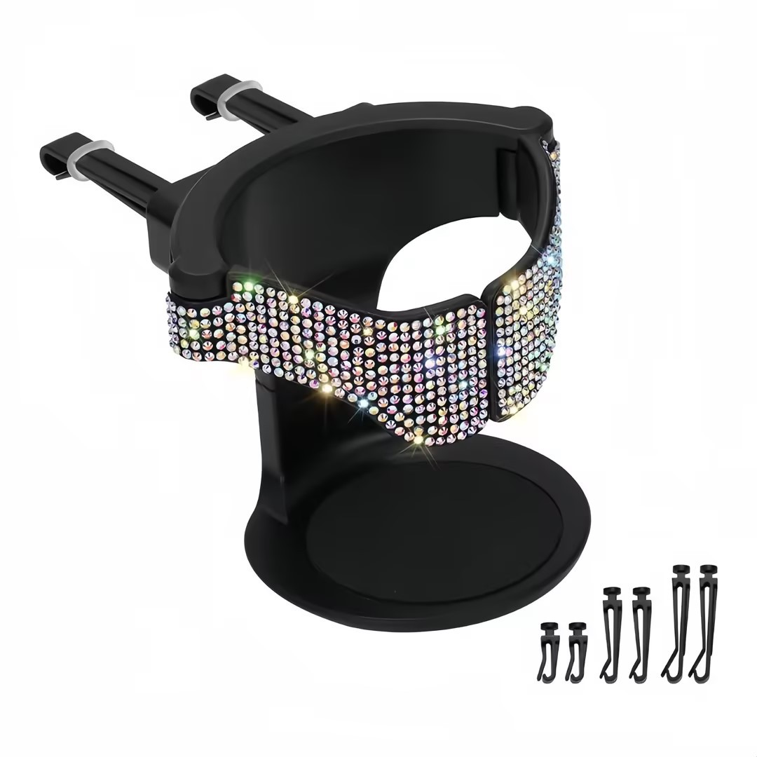 Car Rhinestone Water Cup Holder Car Rhinestone Tea Cup Holder Car Storage Rack with Drill Cup Holder Air Outlet Fixing Bracket