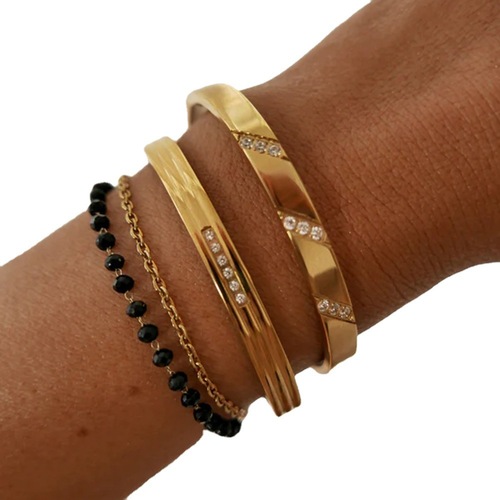 European and American ins retro titanium steel open gold bracelet non-fading stainless steel bracelet women's high-end zircon bracelet