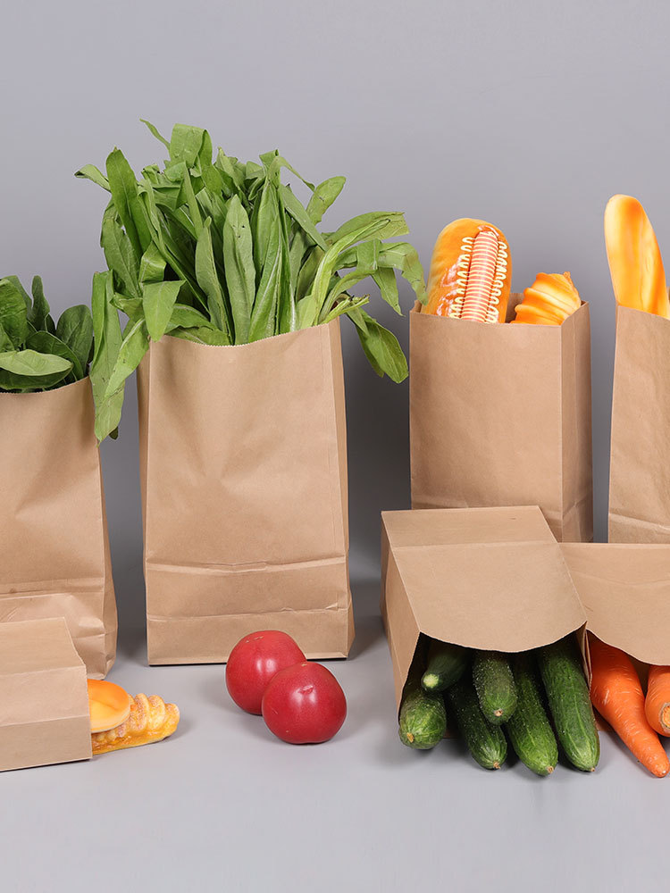 一次性包装打包纸袋面包吐司坚果食品方底牛皮纸袋100个外卖袋