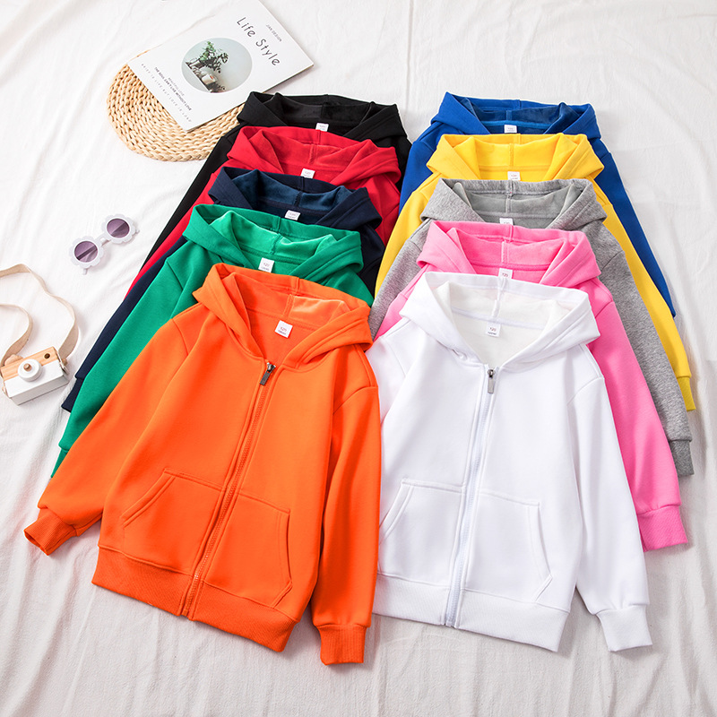 Children's fleece-lined hooded sweater customized pullover long sleeve zipper cardigan coat class clothes performance clothes printed logo