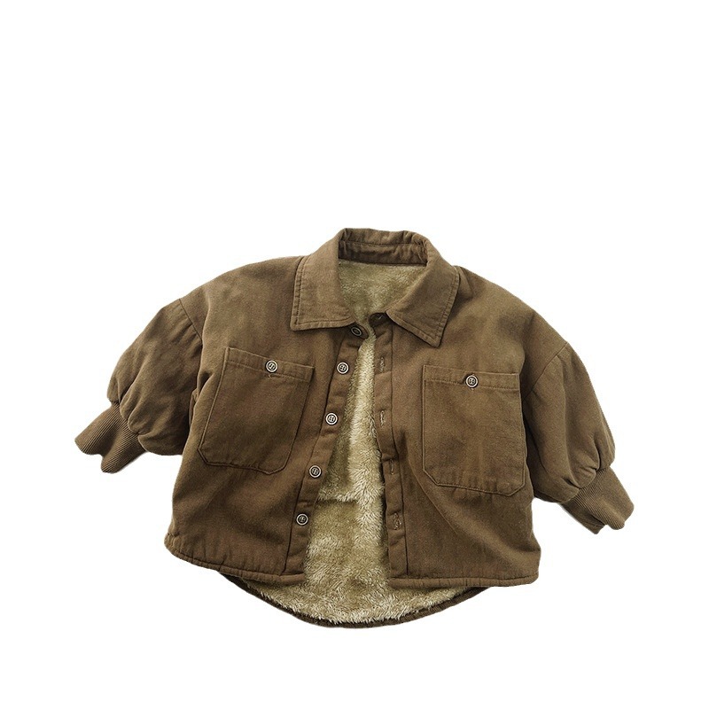 Mori retro chaqueta de un solo pecho para niños Otoño e Invierno ropa infantil moda