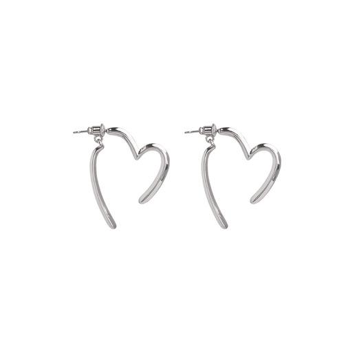 S925 silver needle plated real gold love earrings for women, simple cold style earrings, niche design, versatile earrings