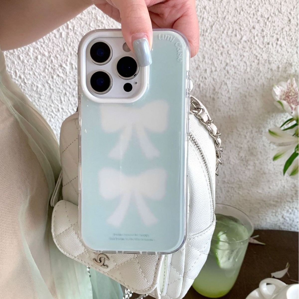 Simple verano verde bowknot para iPhone15/16 funda para teléfono móvil 14ProMax Pareja 16Pro Mujer 13