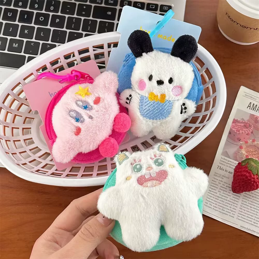 Plush Coin Pouch Keychain, Cute Cartoon Pendant Bag, 8.5×5 cm, Clip-On Organizer