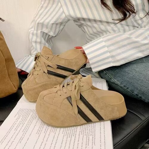 2025 Spring Fashion Korean Style Strap Casual Versatile Thick Sole Height Head Covering Slippers Bergen Shoes