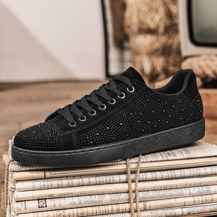2025 Spring Men's Shoes Men's Little Black Shoes Flat Travel Shoes Student Shoes Casual Shoes Men's Flash Trbottomy Shoes Wholesale