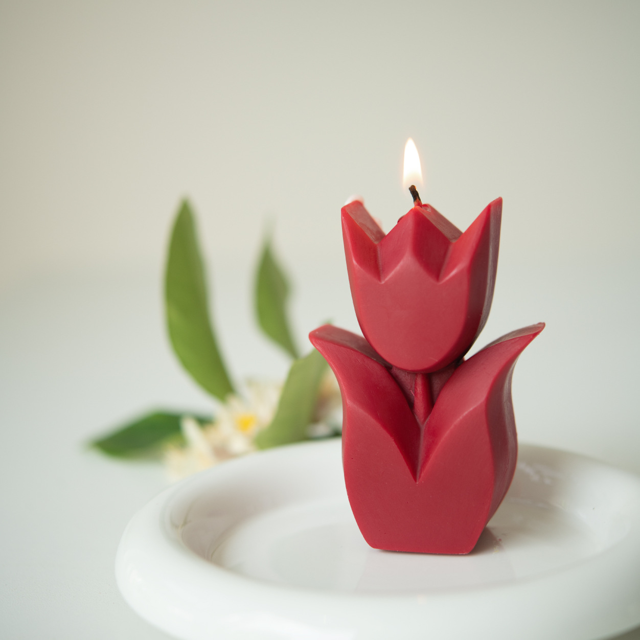 Corea del Sur ins popular en forma de tulipán aromaterapia vela regalo para niños rojo, blanco, púrpura y verde beige