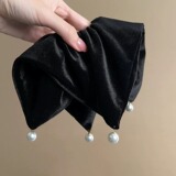 Ретро шарф, подвеска из жемчуга, хвостик, резинка для волос, аксессуар для волос, французский стиль