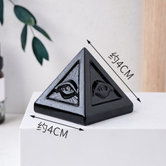Natural Crystal Obsidian Peacock Eye Pyramid Home Feng Shui Hand Carved Desktop Ornament Carving Craft