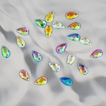 6*10平底水滴龟面AB彩手缝双孔钻 服饰婚纱鞋子手缝配件DIY饰品配