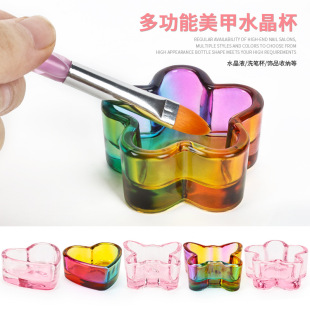 Cross-border new nail art uncovered crystal cup pen washing cup crystal liquid glass cup glass glass glass cup nail art tools