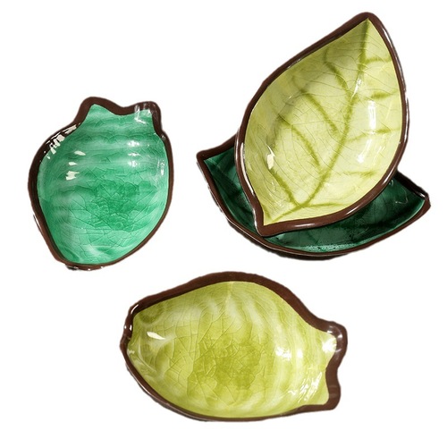 Imitation porcelain anti-fall ink dish pen wash water dish color ice crack C leaf fish-shaped creative small dish holding ink inkstone