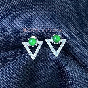 Factory direct s925 sterling silver natural jade A goods earrings jade egg silver inlaid finished products wholesale