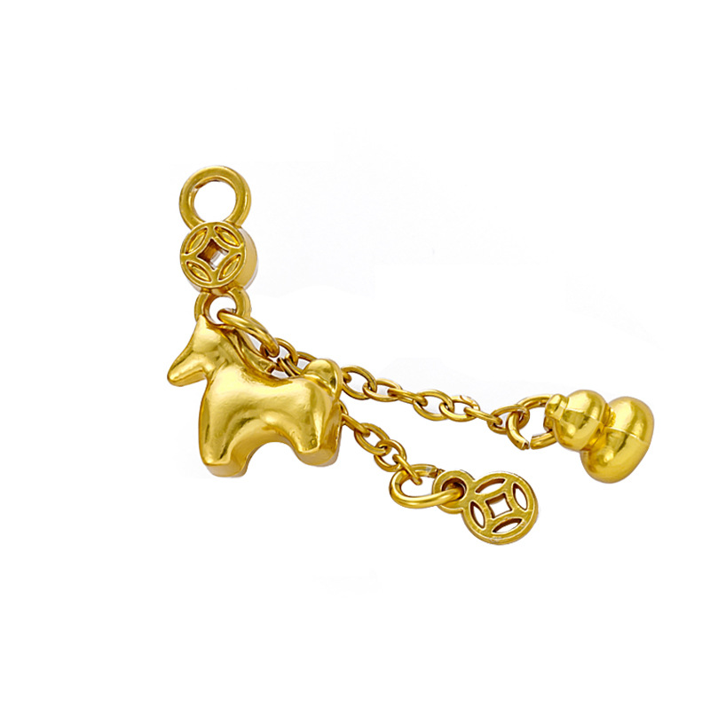 新款马年小马吊坠配件吉祥隔珠手链配饰马上有钱合金小马挂件diy