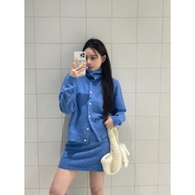 广州十三行正品冬季新款慵懒风休闲针织开衫+简约纯色半身裙套装