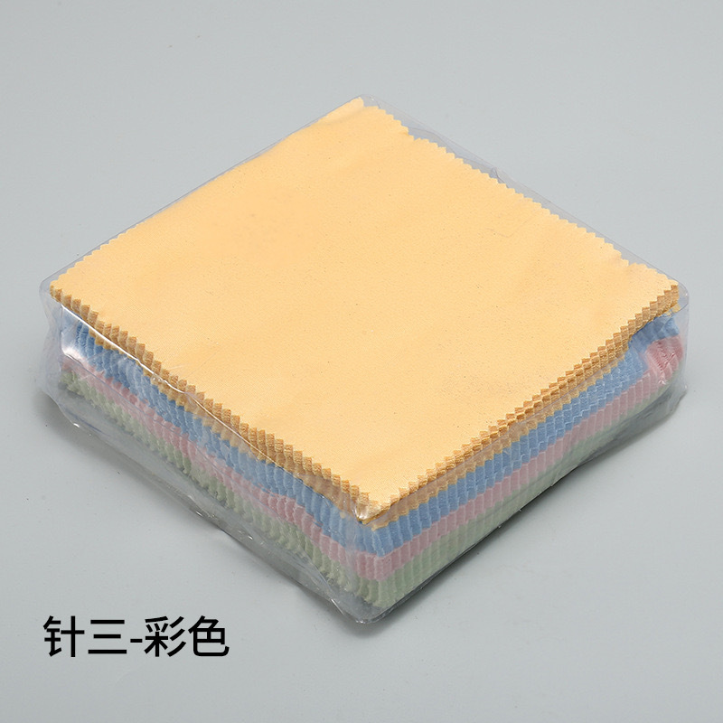 Aguja, una aguja, dos agujas, tres fibras de punto, isla de seda, gamuza, tela para gafas, paño de limpieza, paño de limpieza, logotipo impreso