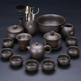 Zisha Kung Fu Tea Set Old Mud He Huan Pot Tea Cup Complete Set Tea Maker Sicai Cover Bowl Retro Large Tea Bowl Tea Set
