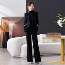 西装套装女秋冬新款格子质感厚款黑色正装总裁商务职业装白领正装