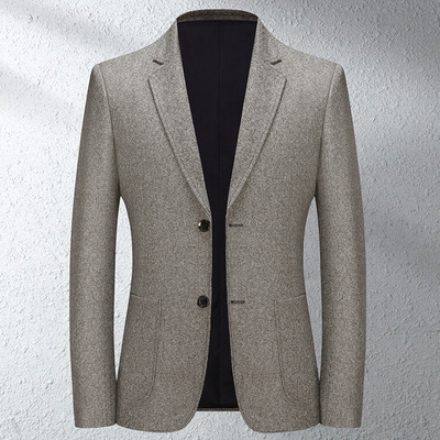 韓版西裝男士批發 粗紡雜色針織西服休閑呢大衣潮外套跨境外貿
