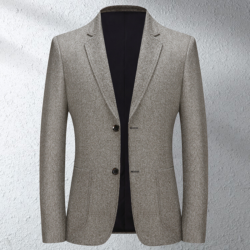 韓版西裝男士批發 粗紡雜色針織西服休閑呢大衣潮外套跨境外貿