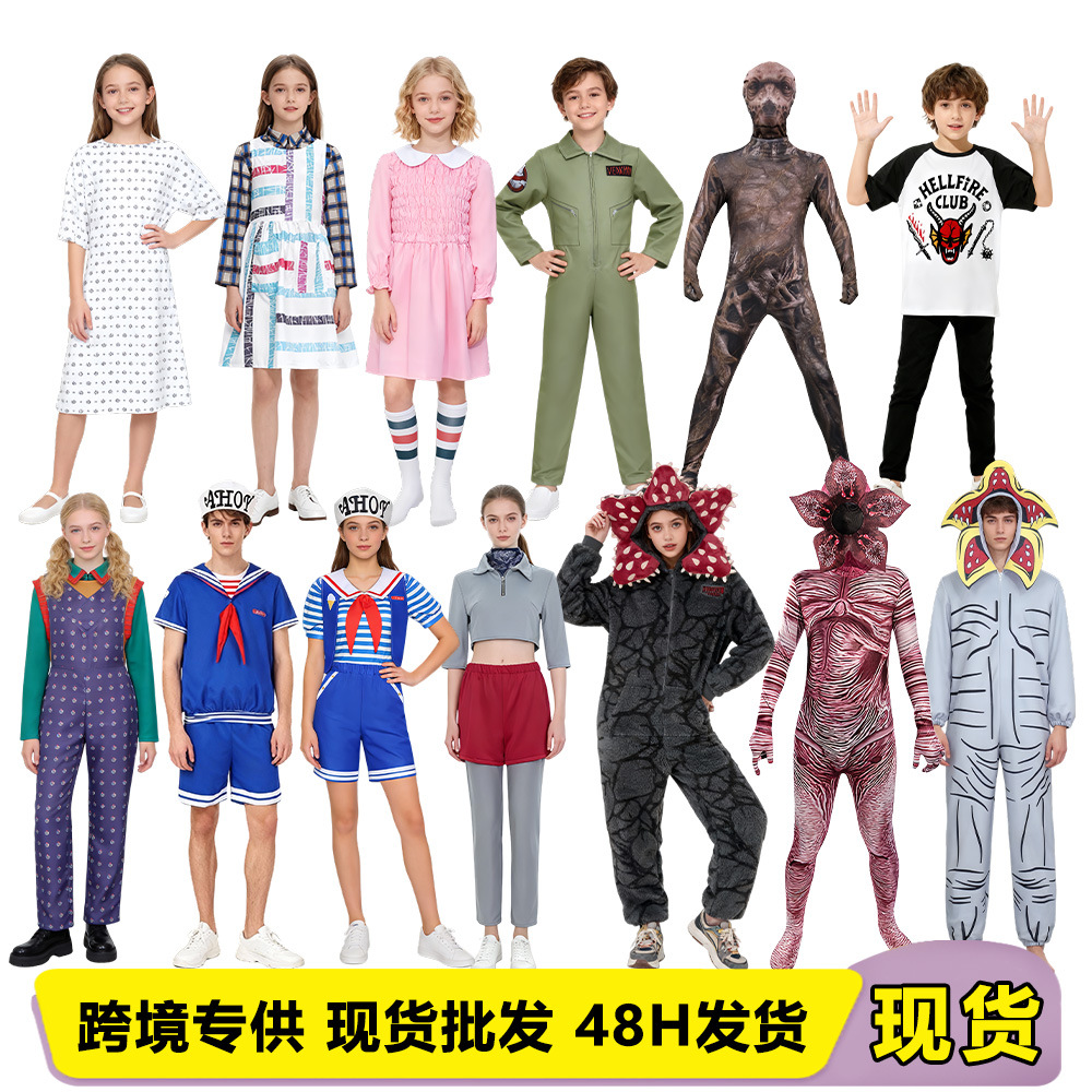 Cross-Border Stranger Things Movie Series Cosplay Costumes Anime-Style Children's Role-Playing Performance Costumes a