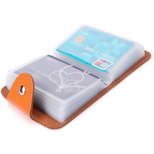 Cross-border genuine cowhide card holder large capacity card slot card case bank credit card party card bag gift promotion print LOGO