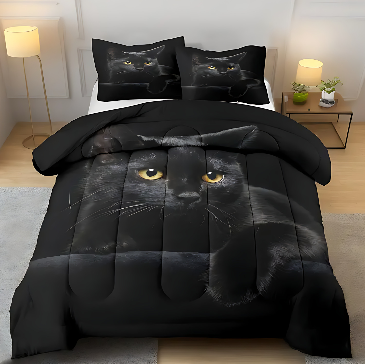 TEMU / JIT transfronterizo lindo gato tema impresión digital HD 180gms colcha colcha