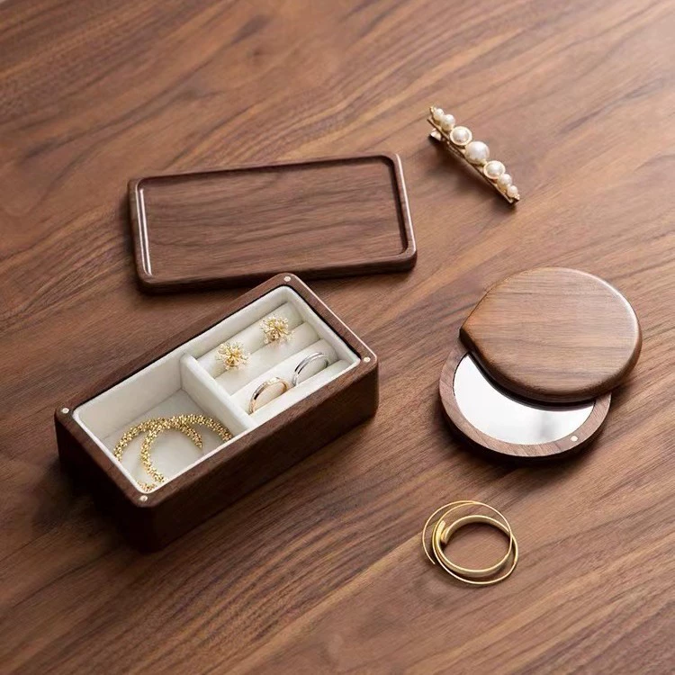 Трансграничный черный орех деревянная коробка для хранения кольца минималистичная подарочная коробка изысканная маленькая портативная коробка для хранения кольца