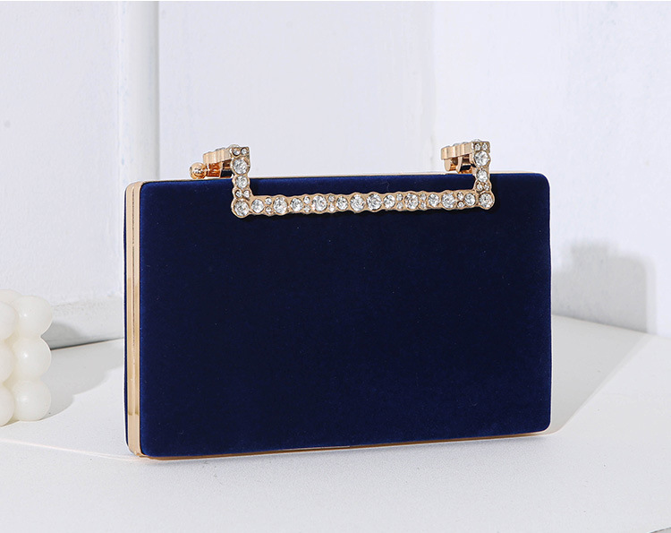Diamond Design Velvet Solid Color Square Evening Bags