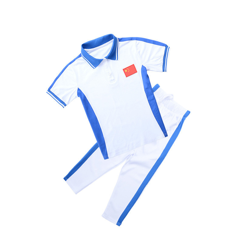 小中学生制服クラス服スポーツスーツ半袖ブルー制服ズボン幼稚園服夏服クラス服卸売り|undefined