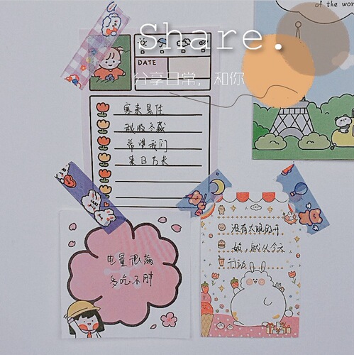 Cartoon cute hand ledger and paper tape material full roll ins girl heart ledger sticker sticker decorative pattern
