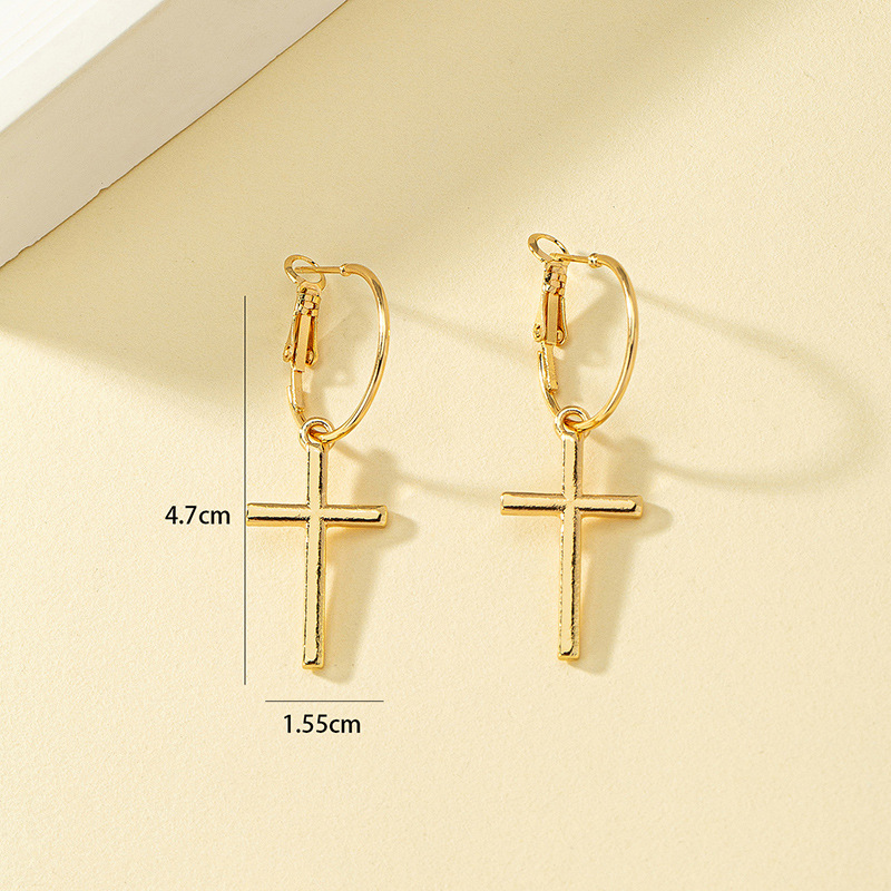 1 Pair Simple Style Cross Plating Alloy Gold Plated Drop Earrings display picture 1