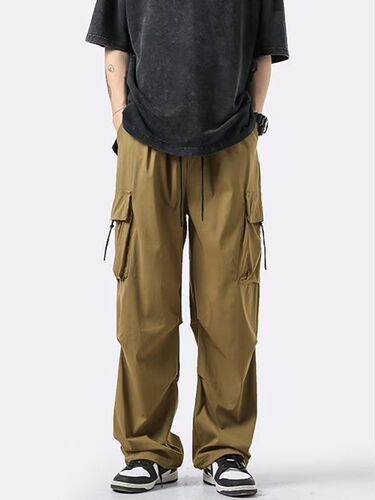 Japanese-style parachute work pants for men, autumn functional casual pants for men, national trend Ins cool stylish drop-down straight-leg pants for men