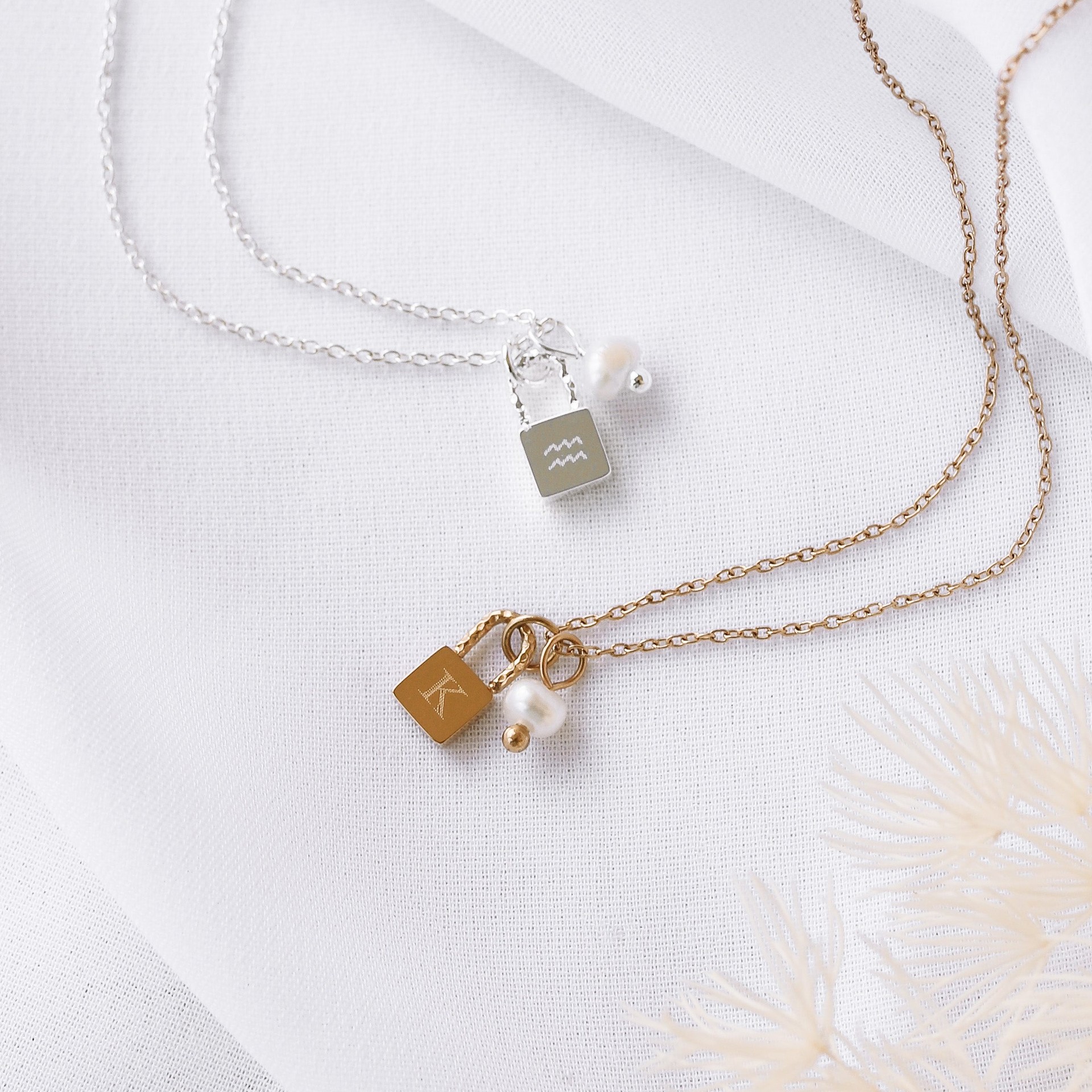 Casual Simple Style Letter Lock Titanium Steel Pearl Plating 18K Gold Plated Pendant Necklace_colorza_5