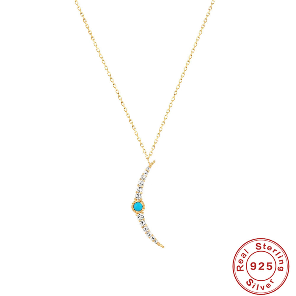6g Weight Necklace Classification 1 Piece Quantity Daily Occasion 925 Sterling Silver Material Moon Pattern Women'S Gender Plating Design Fashion Style 925 Sterling Silver Plating Moon Necklace 8