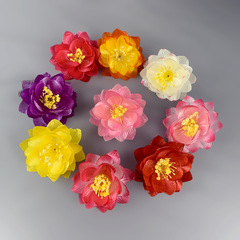 シミュレーションのハスの花の直径8cmの寝蓮の花の絹布の造花diyは服装の道具の花芸の部品を飾ります。