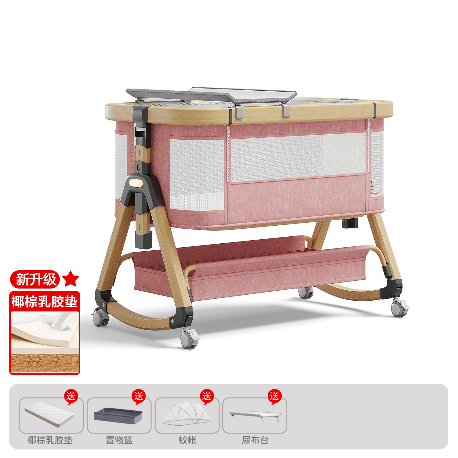 Cama de aleación de aluminio móvil portátil cuna cama plegable multifuncional bb cama recién nacida cama de empalme