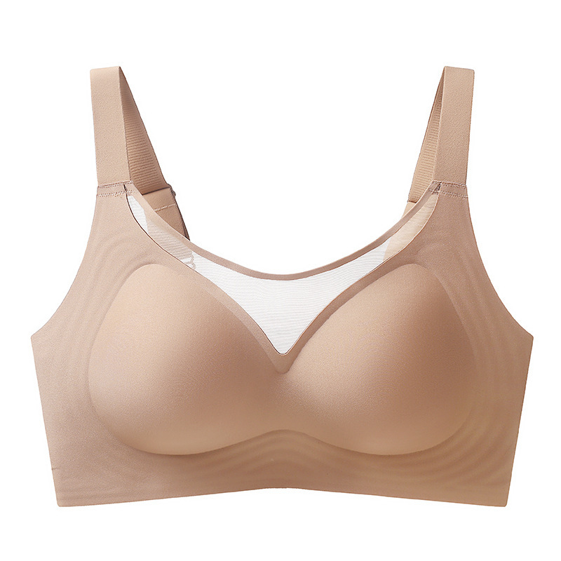 薄型、大きな胸、小さなチューブトップ、露出防止下着、女性用固定カッププッシュアップたるみ防止ワイドサイドブラ|undefined