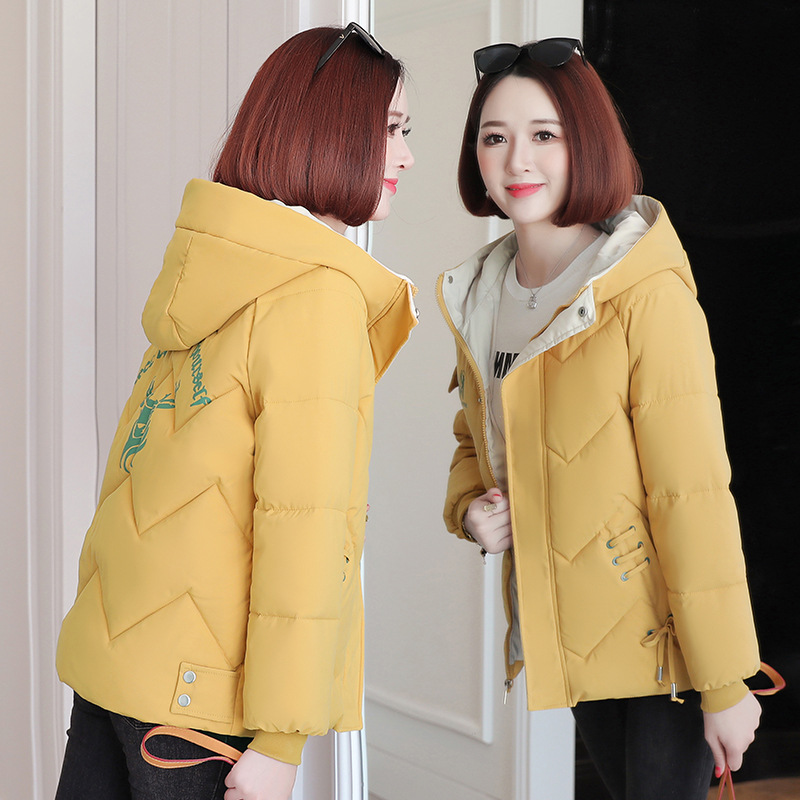 2023 nuevos productos de invierno de estudiantes coreanos con capuzas corto algodón de moda de tamaño grande chaqueta deportiva de pluma image 2