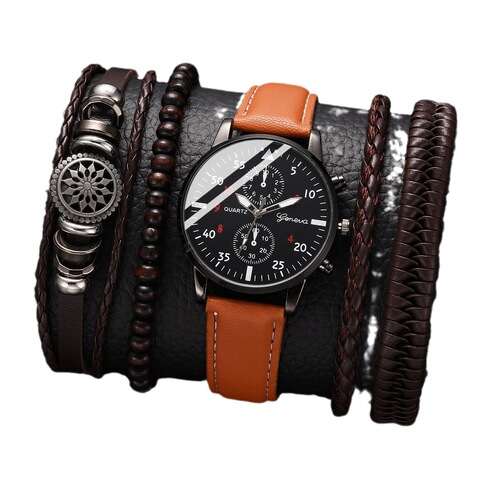 New trendy men's personalized versatile fashionable watch, popular in foreign trade, business two-eye watch, bracelet watch.