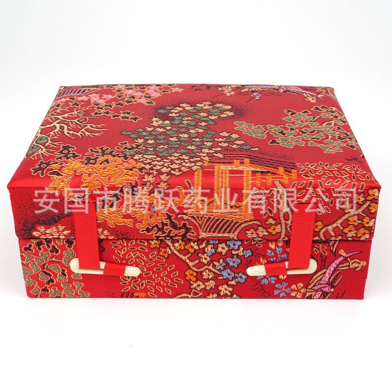 Red Brocade Gift Box Set of 6 Empty Jewelry Display Boxes with Hanging Cord 16x12x6.5cm specifications