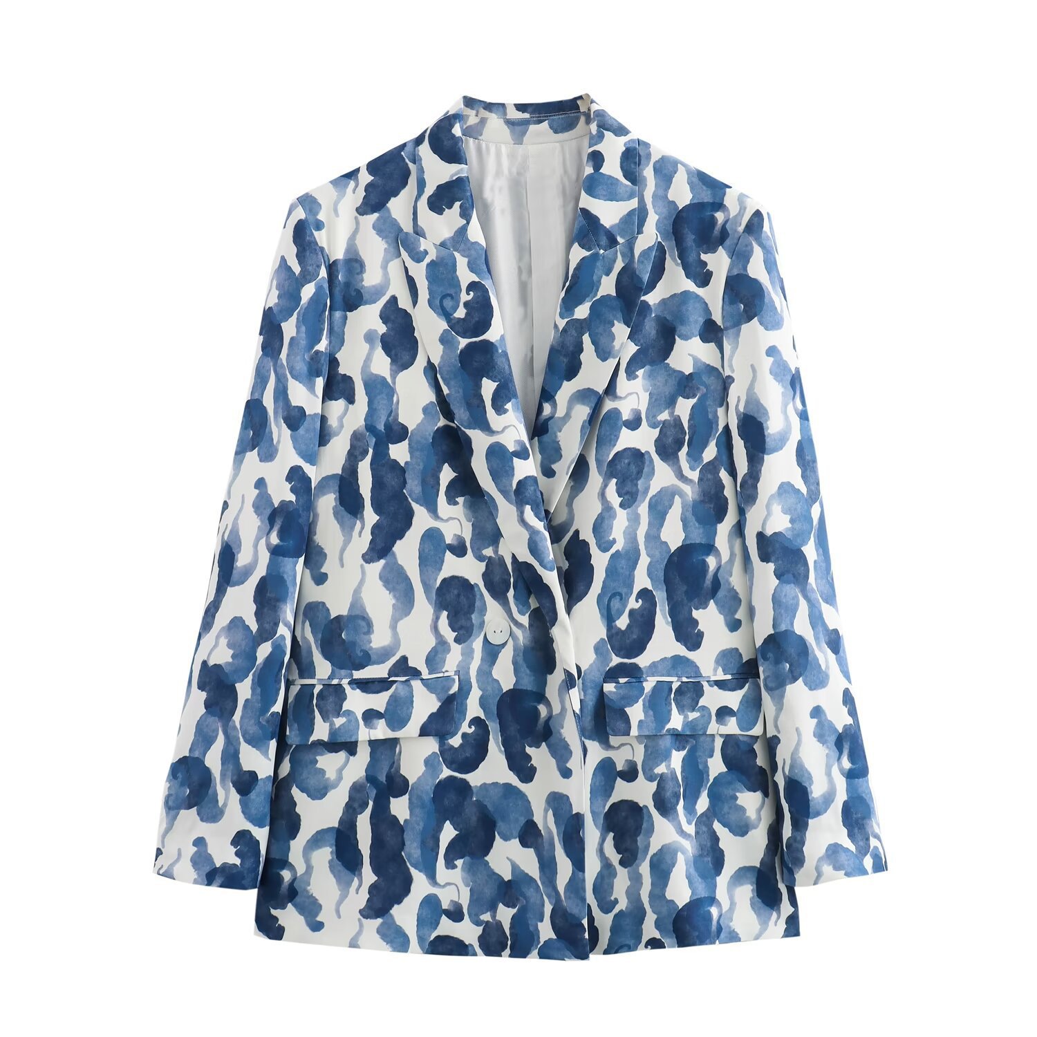 Women's clothing 2024 summer new printed double breasted suit jacket pants set_voghion.com